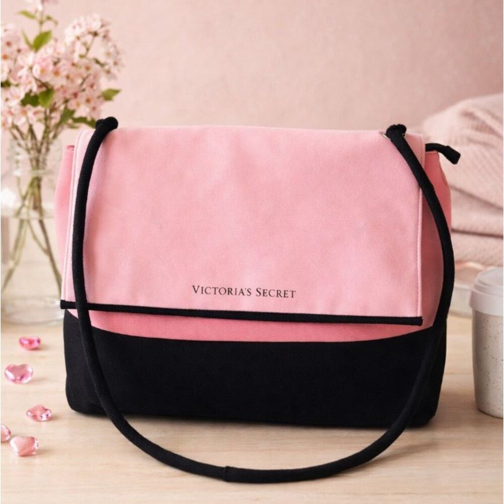 Victoria Secret Beach Tote Pink Black Insulated Shoulder Bag Large Cooler - Picture 1 of 8